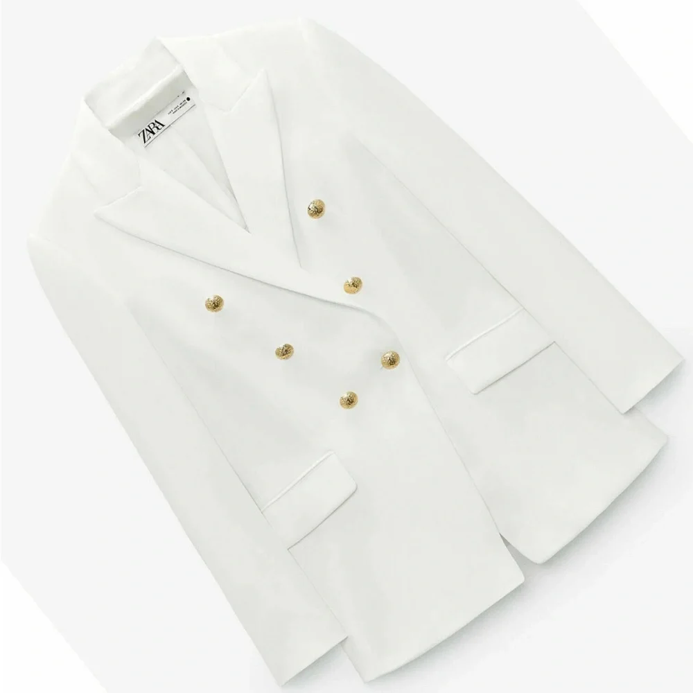 Zara Ivory Blazer with Gold Accents - Picture 6 of 14